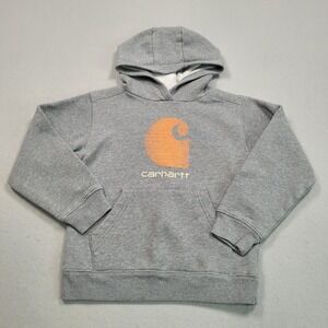 Carhartt‎ Kids Gray Graphic Logo Pullover Hoodie Sweatshirt TS6348-B